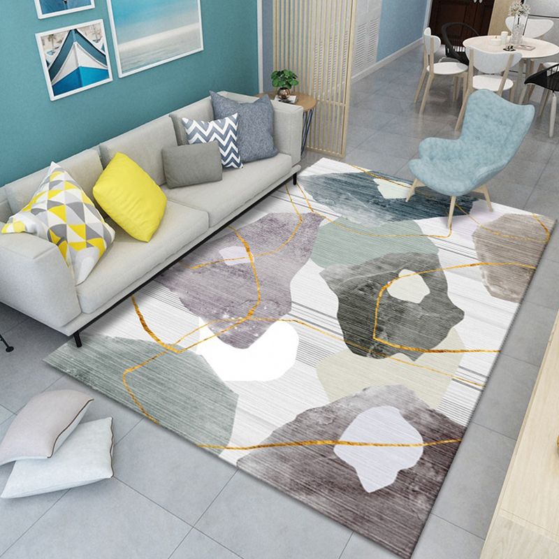 Scandinavian Abstract Pattern Rug Multi Color Polyster Area Carpet Anti-Slip Backing Easy Care Rug for Parlor