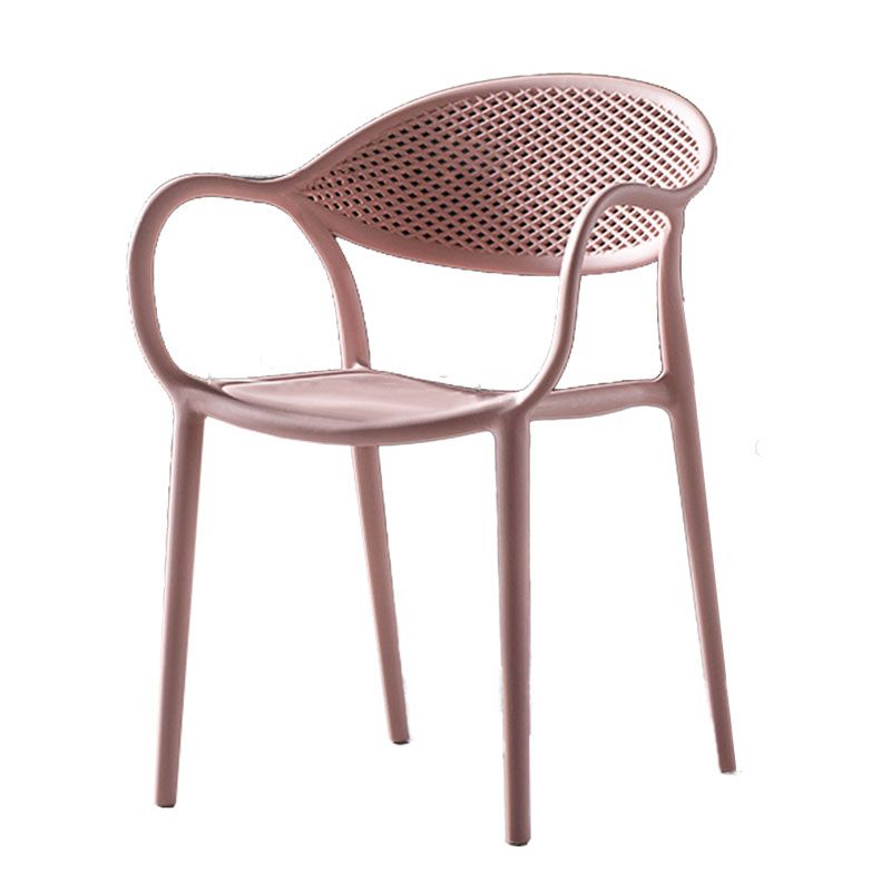 Chaises contemporaines avec bras de salle à manger, chaise latérale en plastique à dossier ouvert pour la cuisine