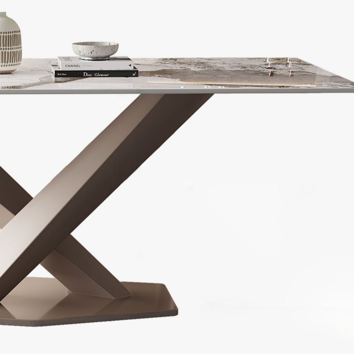 Modern Rectangle Dining Table Sintered Stone Pedestal Table for Home