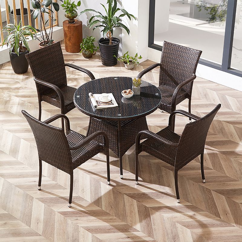 Modern Style Dining Set Glass Top 5/7 Pieces Water Resistant Dining Set