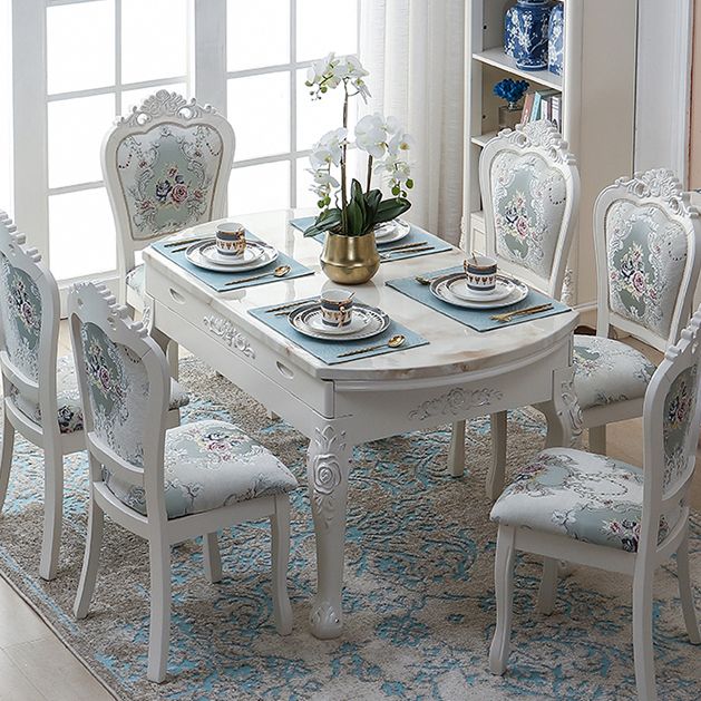 Victorian Dining Room Set Standard Height with Rectangle Top 4 Legs Base Dining Furniture