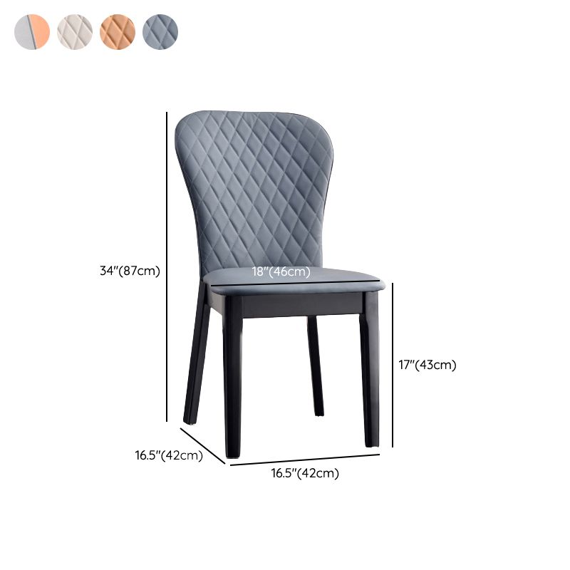 Glam Style Leather Parsons Back Wooden Legs Dining Side Chair