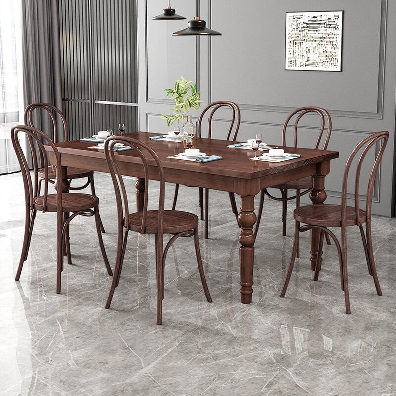 1/4/5/7 Pieces Dining Room Set Traditional Natural 4 Legs Table with Windsor Chairs