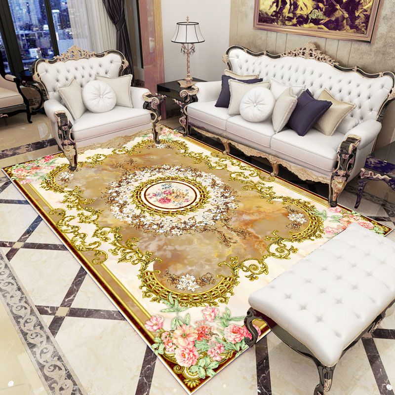 Fluorescent Green Modern Rug Polyester Graphic Rug Non-Slip Backing Rug for Home Decoration