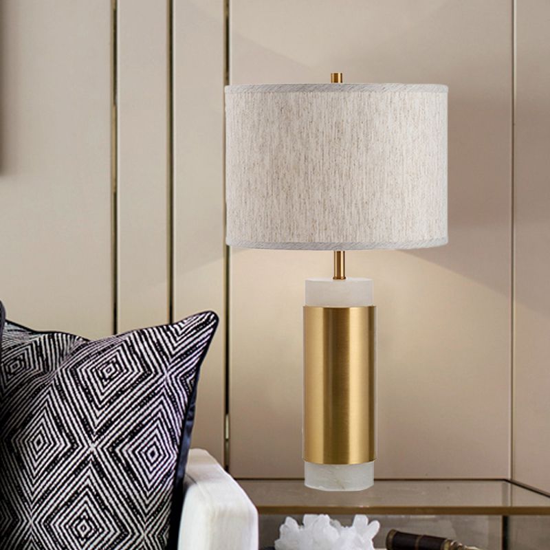 Lampe de Table de nuit en tissu, simplicité, 1 tête, éclairage de Table de chevet en métal et lin pour chambre à coucher