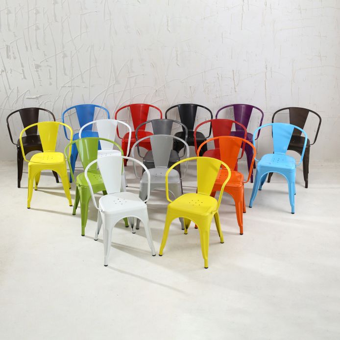 Industriële eetgelegenheden stackbare fauteuil met metalen benen (set van 4)