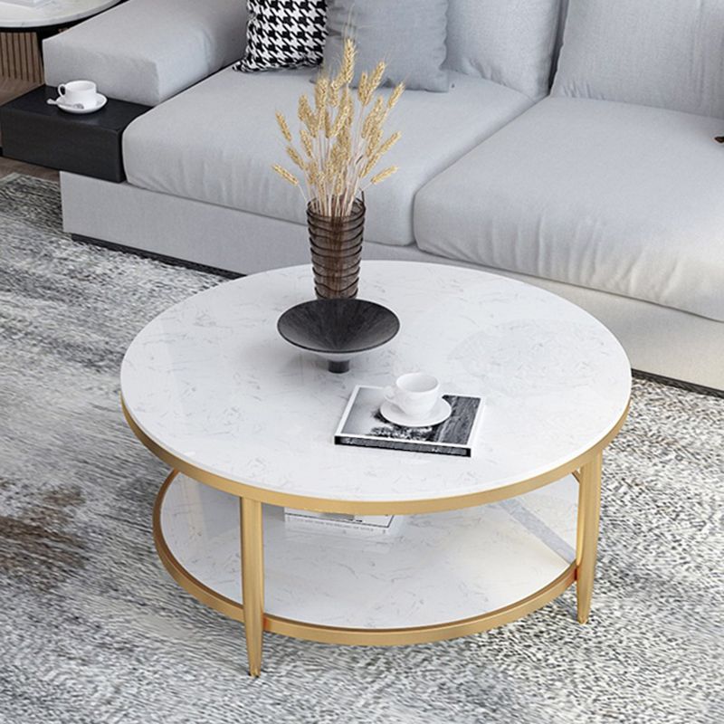 4 Legs 1 Single Coffee Table Modern Marble Round Cocktail Table