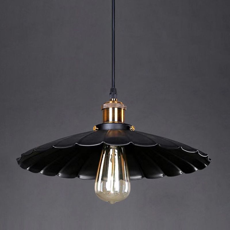 Classico industriale Classico a pendente singolo Light Ferro Smaloped Lampada sospesa in nero
