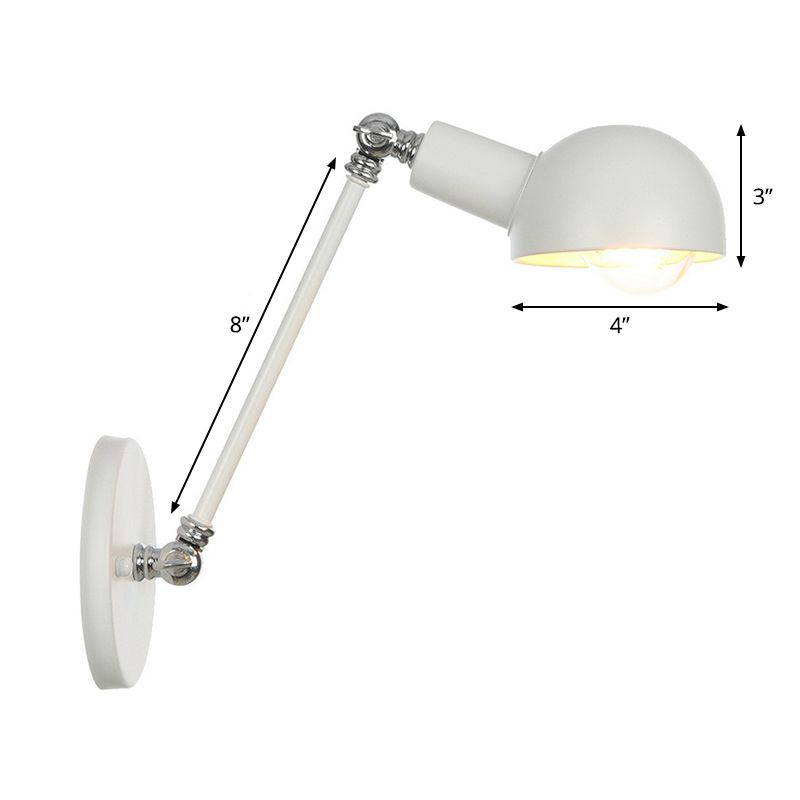 1 Glühbirnenkuppel Schatten Task Wandbeleuchtung Industrielles weißes Eisenwandmontage Licht mit Schwungarm, 8 "/12" breit