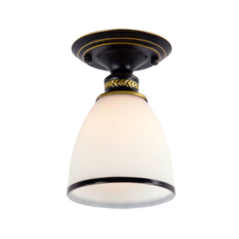 Conical Semi Flush Ceiling Light Traditional Glass Aisle Ceiling Fixture