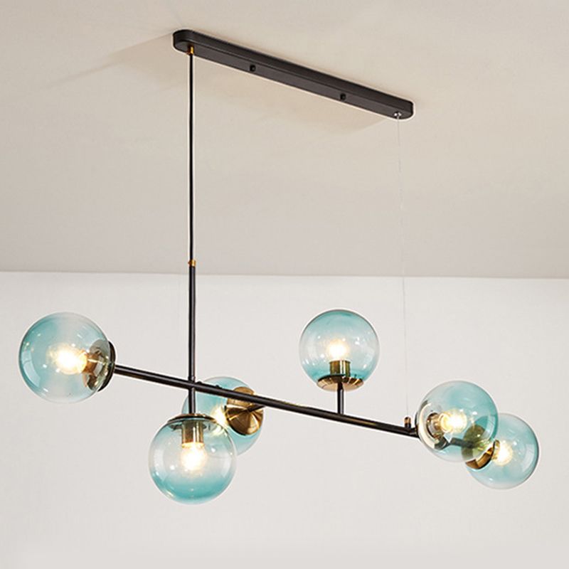 Modern Island Light Multi Lights Island Hanging Light with Glass Shade for Living Room