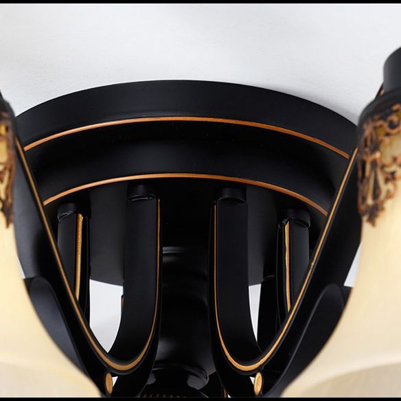 Gloire du matin rétro à chasse d'eau du mont Chandelier en verre givré semi-luxuelle en noir