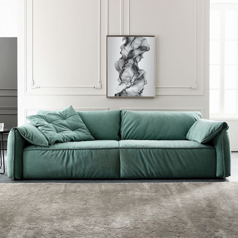 Faux Leather Pillow Top Arm Sofa Contemporary Cushions Standard Sofa
