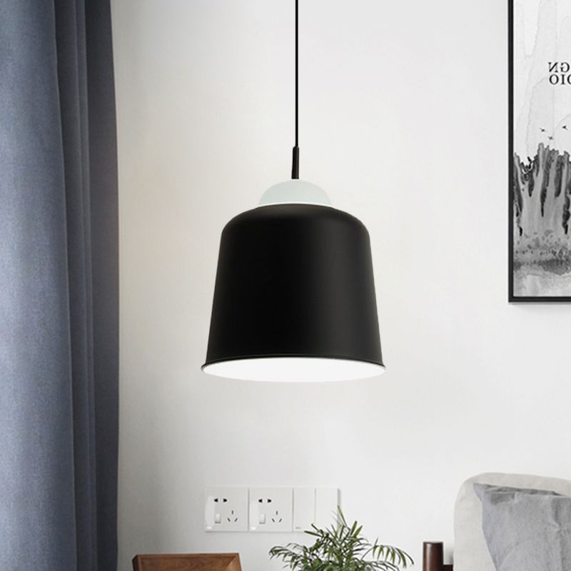 Luz de suspensión de metal luz simple estilo simple lámpara colgante de estudio negro/gris/blanco para sala de estudio