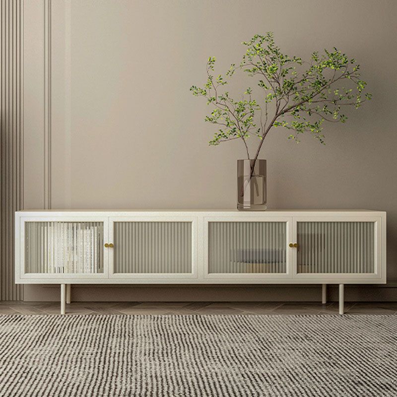 19.7" H Industrial 4-Door TV Stand Iron & Glass TV Stand Console