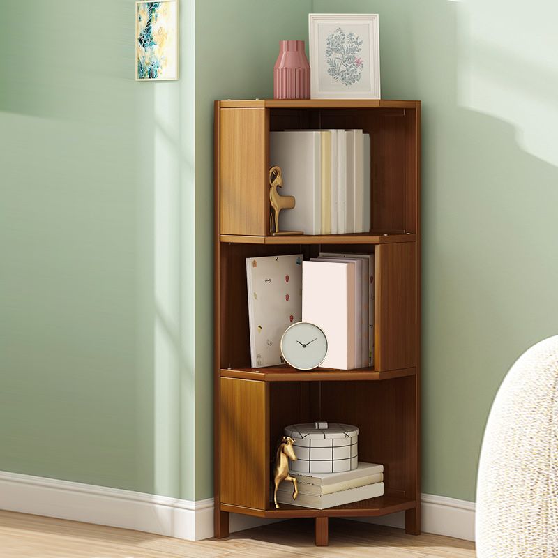 Mid-Century Modern Corner Cabinet with Shelves and Straight Legs in Brown