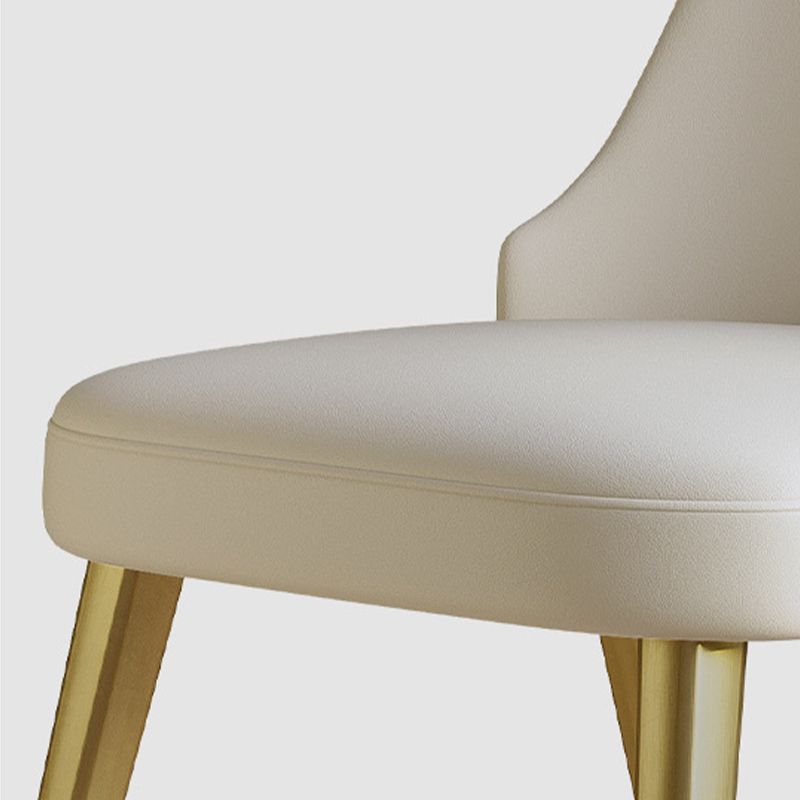 Glam Style Faux Leather Chair Armless Side Chairs with Metal Legs