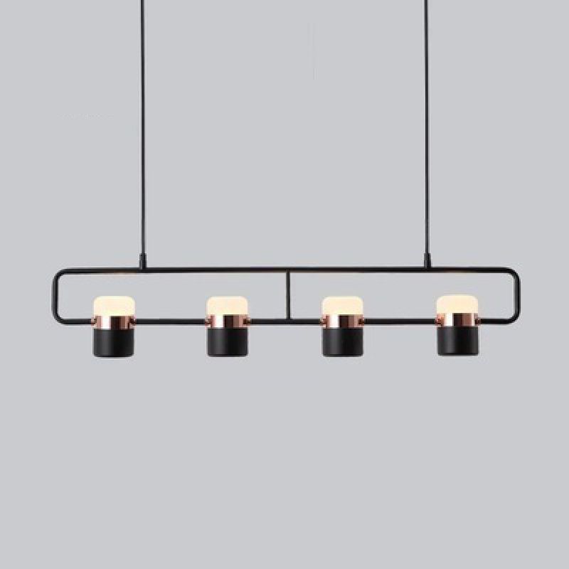 Modern Cylinder Island Light Fixture Multi-Head Restaurant Hanging Lamp with Acrylic Shade