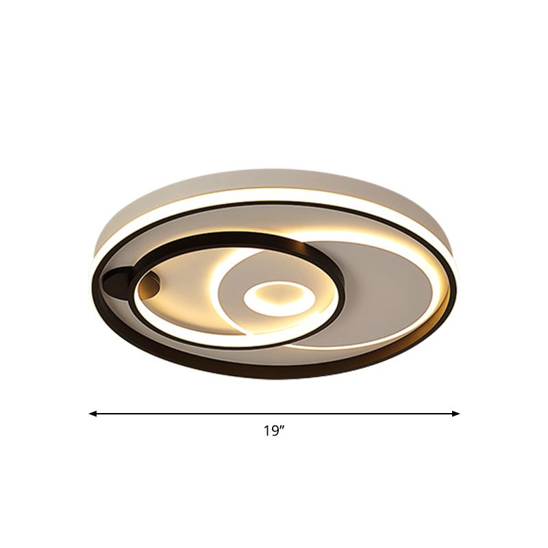 Modern Style LED Ceiling Light Black Layered Round/Square/Rectangle Flush Mount Lamp with Acrylic Shade, Warm/White Light
