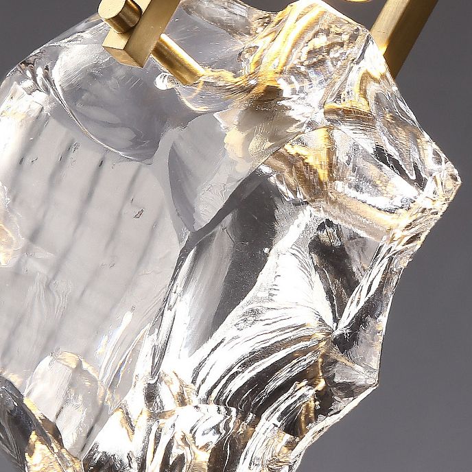 Luce a sospensione in bronzo di cristallo nella moderna lampada sospesa geometrica di rame di lusso per camera da letto