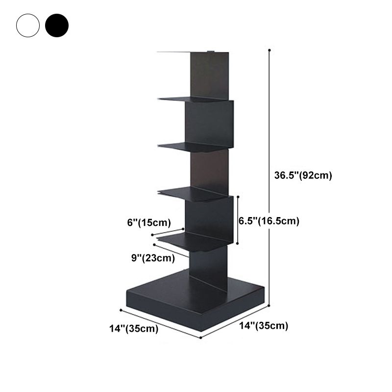 Modern Metal Bookshelf Geometric Vertical Closed Back Bookcase in Burnish