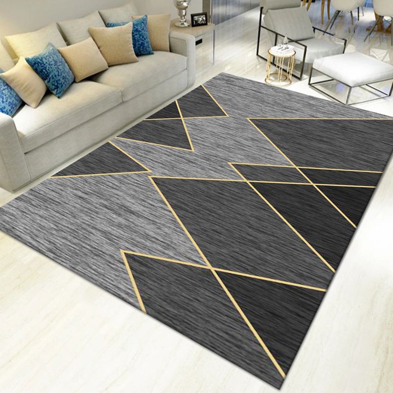 Pink Striped Rug Polyester Modern Rug Stain Resistant Rug for Living Room