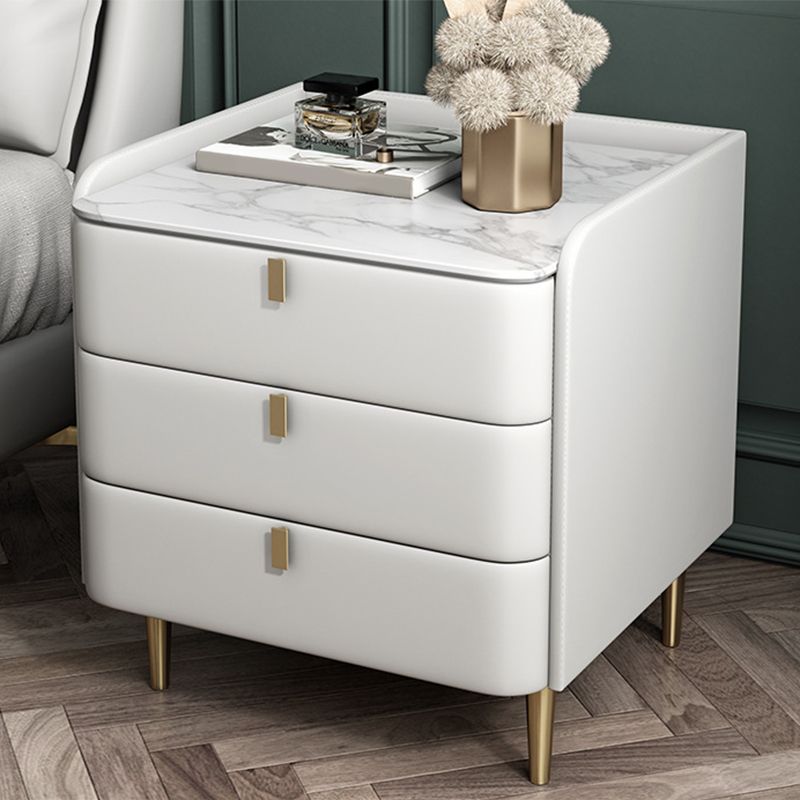 Solid Wood Frame 3 Drawer Leather Multicolor Choice Gold Table Leg Nightstand