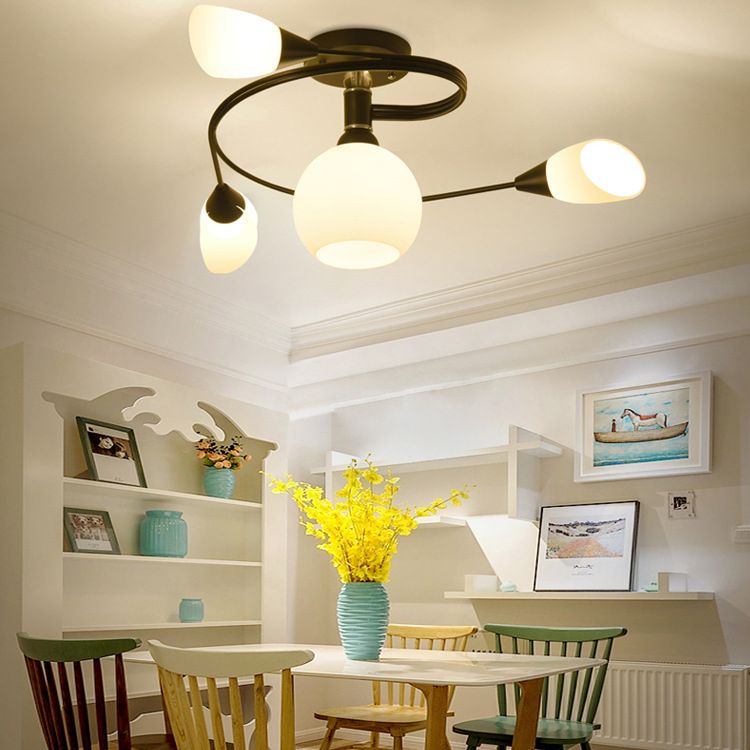 Lámpara de montaje en espiral semi flanpes lámpara de vidrio tradicional lámpara de techo de vidrio para sala de estar