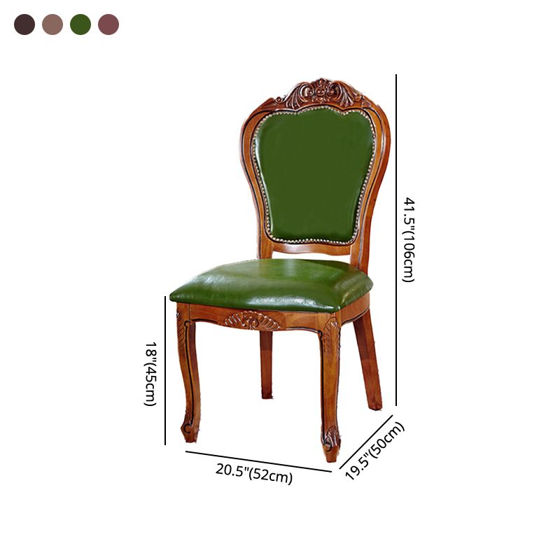 Sillas de comedor victorianas sin brazos de cuero, sillas laterales tapizadas (juego de 2)