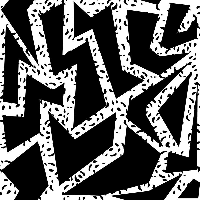 Funny Seamless Geometric Pattern Mural for Boys Bedroom, Black and White, Made to Measure