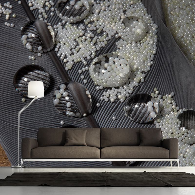 Customized Bird Feather Wall Mural Modern Mildew Resistant Wall Decor