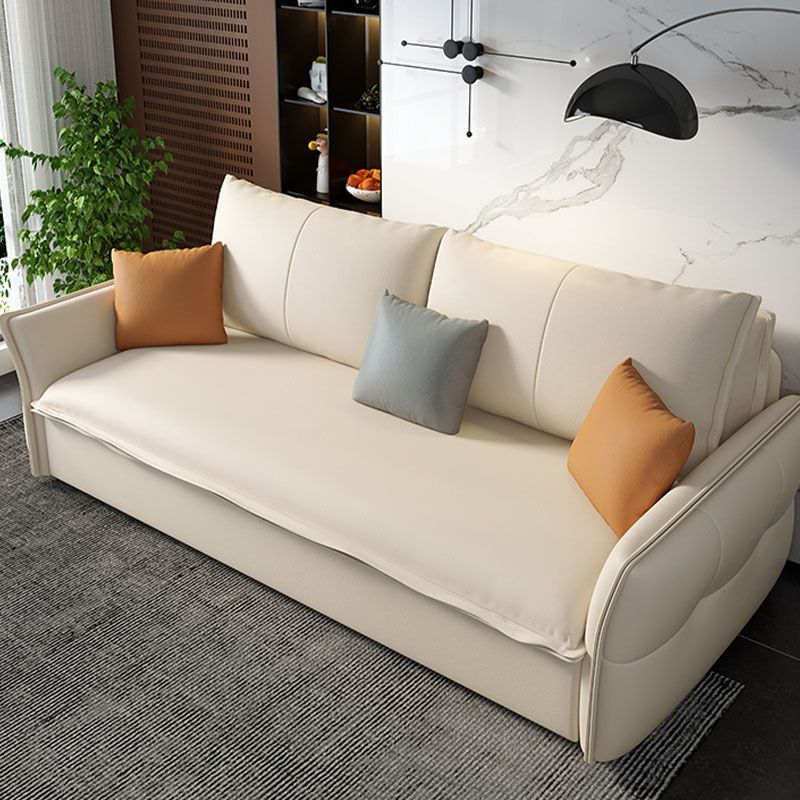 Weißes Sofa Bett Faux Leder Quadratarm Standard Bettbewegung mit Lagerung