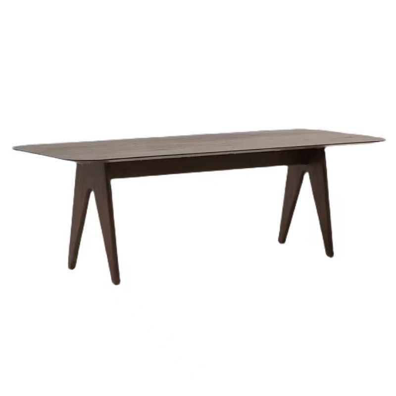 Mesa rectangular contemporánea de madera maciza mesa de madera marrón con 4 patas