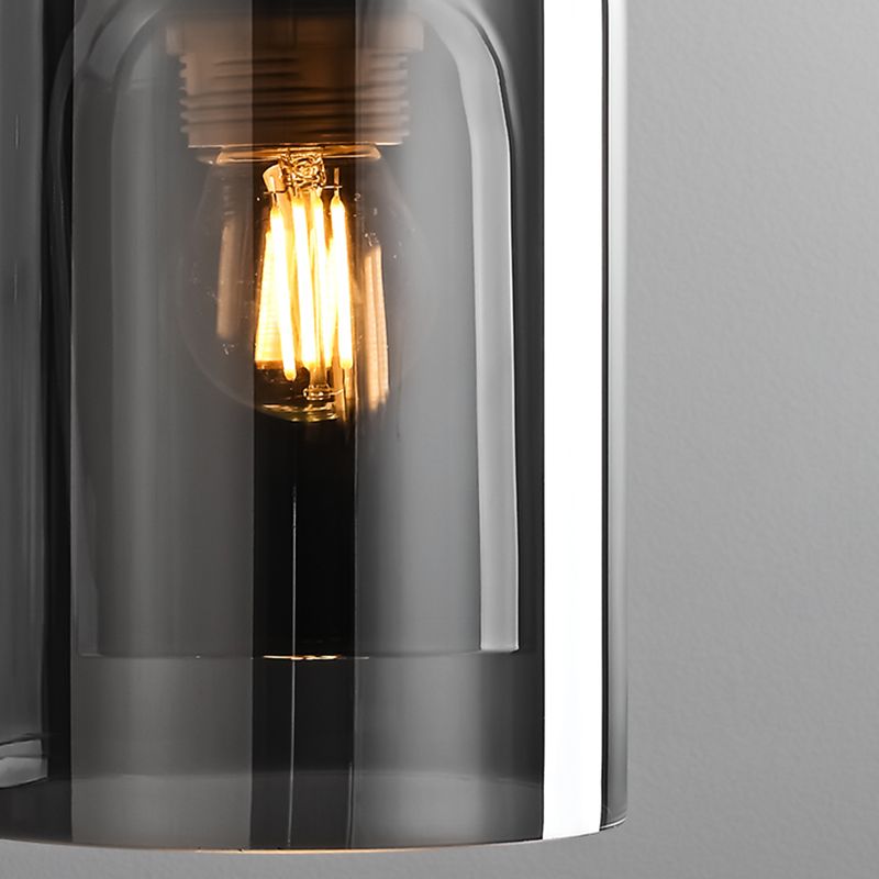 Cylinder Shape Glass Wall Sconces Modern 1 Light Wall Mount Light Fixture in Black