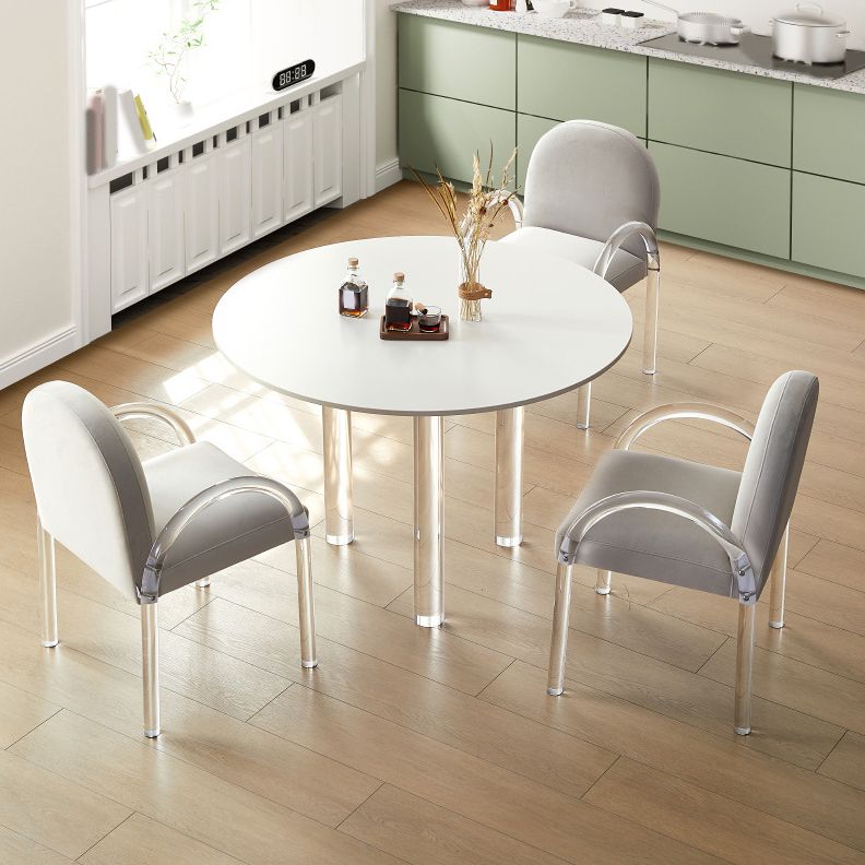 Acrylic Legs Dining Furniture Set 1/2/3/4 Pcs Round Table with Upholstered Chairs