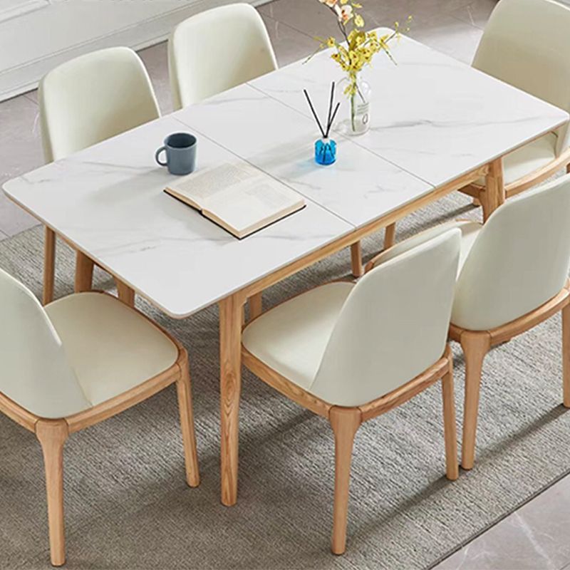 Modern Extendable Dining Table Home Rectangle Sintered Stone Fixed Desk