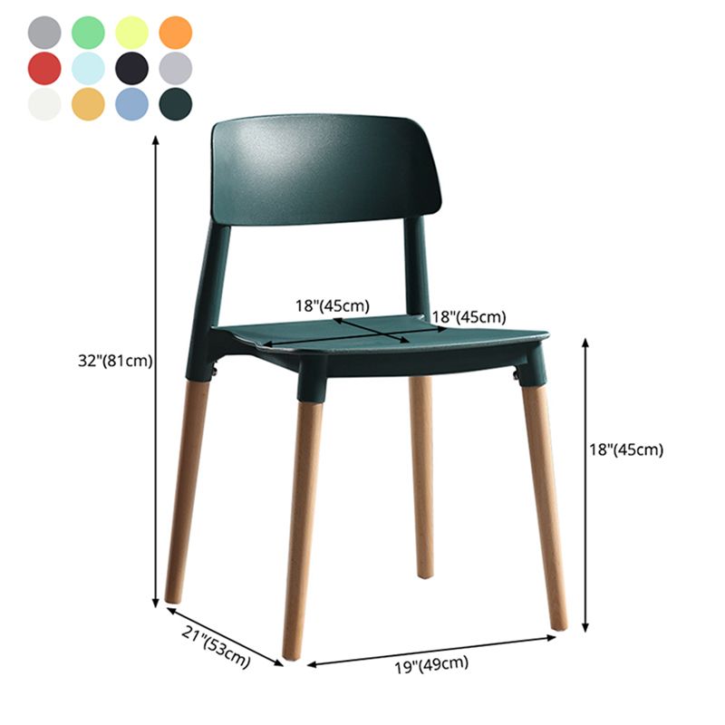 Chaise de salle à manger en plastique de style contemporain, chaises latérales de salle à manger à dossier ouvert pour la cuisine