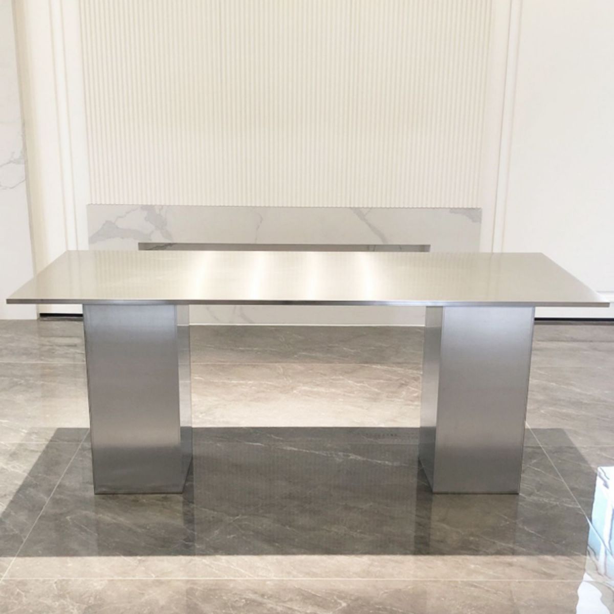 Stainless Steel Dining Table Rectangle Modern Dinner Table for Dining Room