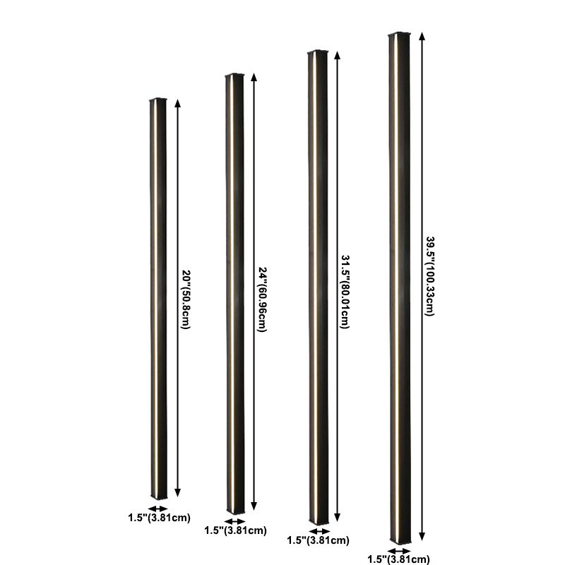 Black Rectangular Wall Light Sconces Modern Style Aluminum 1-Light Wall Lamps