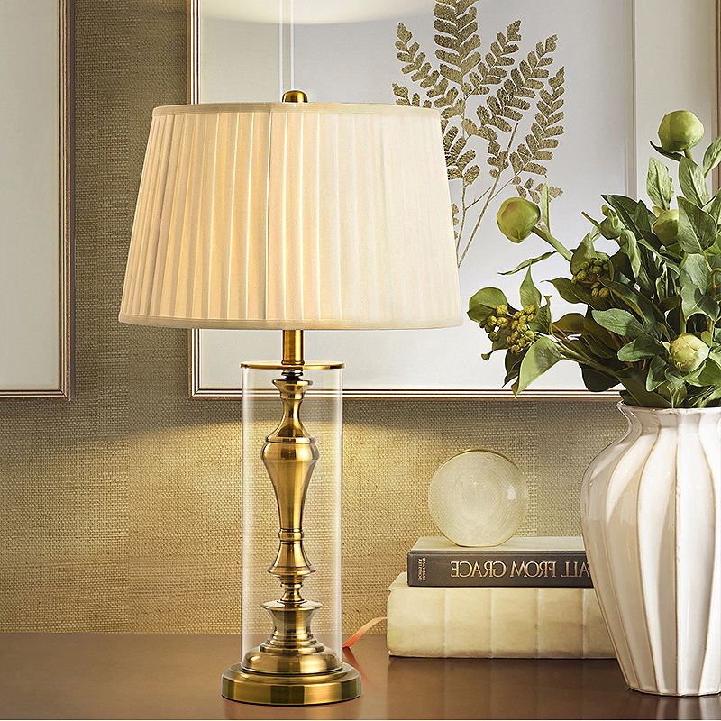 Gold 1 Night Table Light Light Countryside Fabric Empire Shade Table table de chevet avec base de chandelles en métal