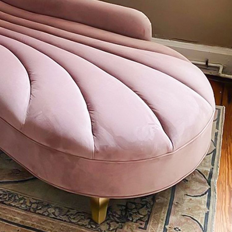 Luxury Style Velvet Chaise Lounge Bedroom Recessed Arms Chaise