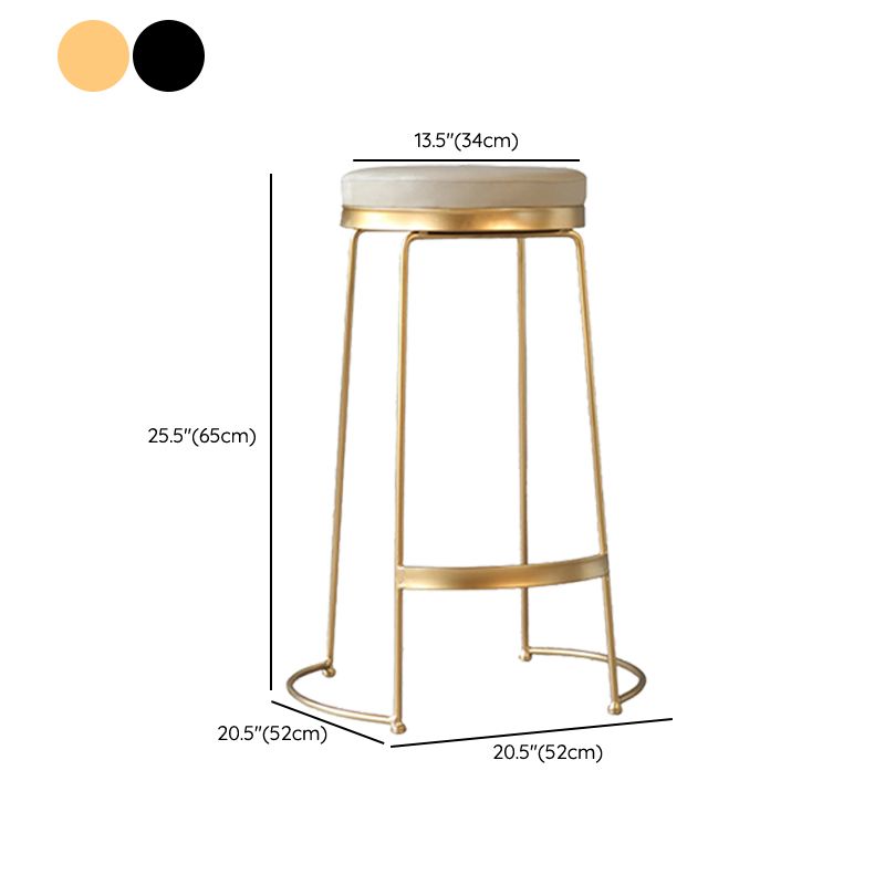Modern Faux Leather Counter Stool Round Backless Bar Stool with Footrest