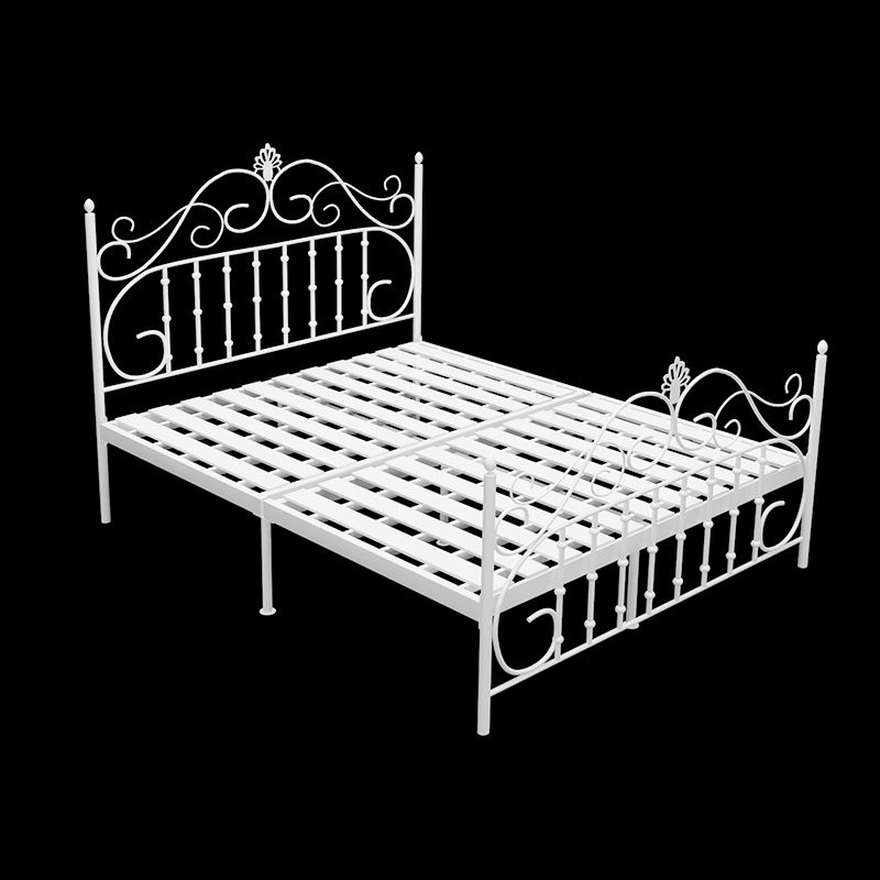 Glam Metal Bed Frame with Camelback Open-Frame Headboard and Footboard