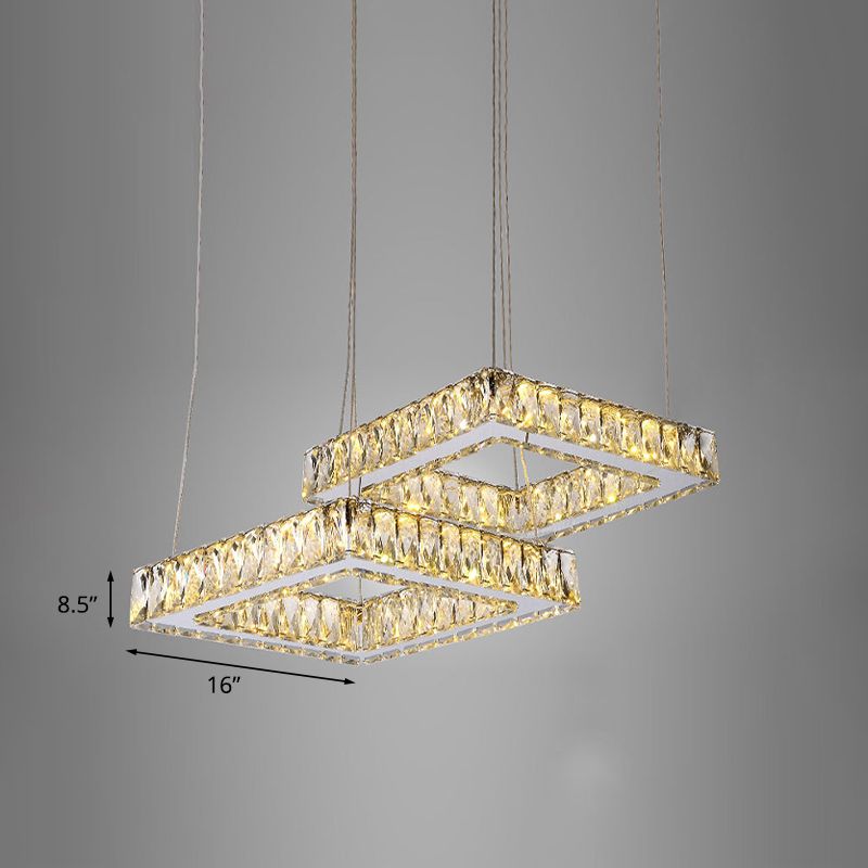 Lampada a soffitto in cristallo minimalista a ciondolo multi chiaro a LED in nichel