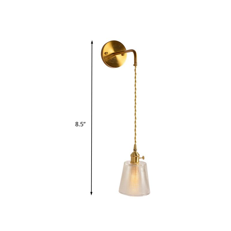 Prismatic Glass Gold Wall Sconce Cylinder/Barrel/Flower Single Bulb Traditionalism LED Wall Mount Light Fixture
