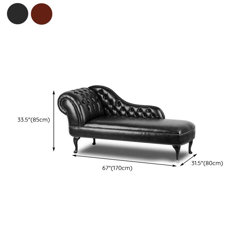 Traditional Upholstered Chaise Lounge Couch Leather Chaise Lounge Chair with Arms