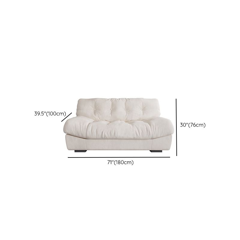 Contemporary White Sofa Faux Leather Armless Sofa with Loose Back