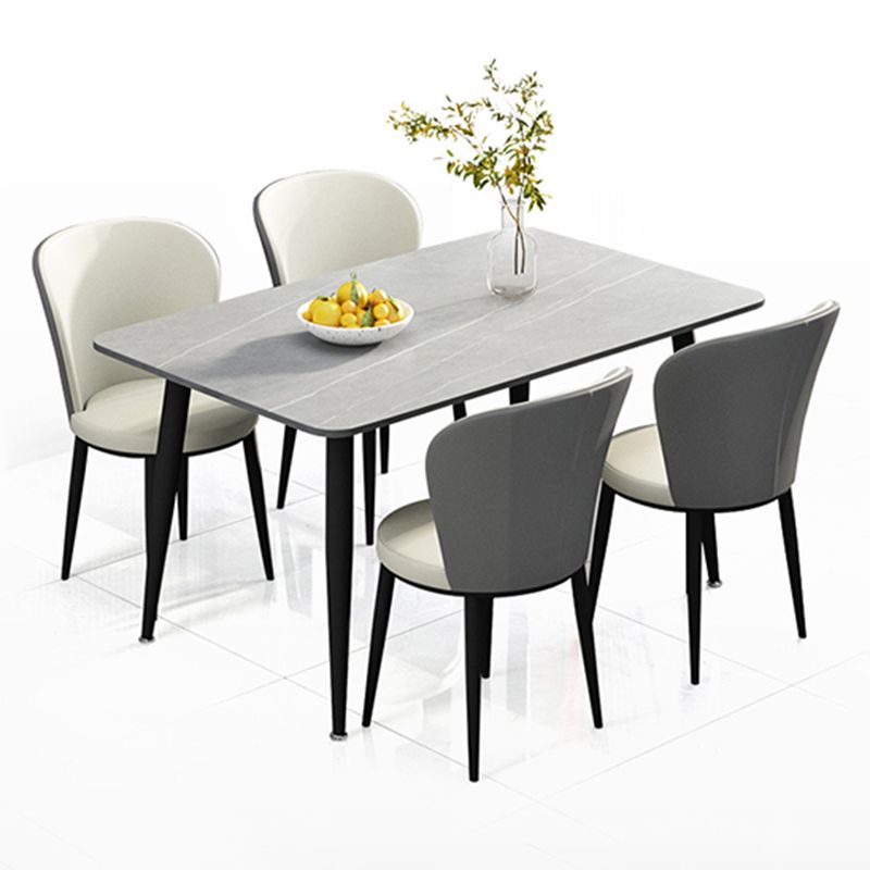 Rectangle Modern Stone Table Standard Height Table Dining Table with 4 Legs