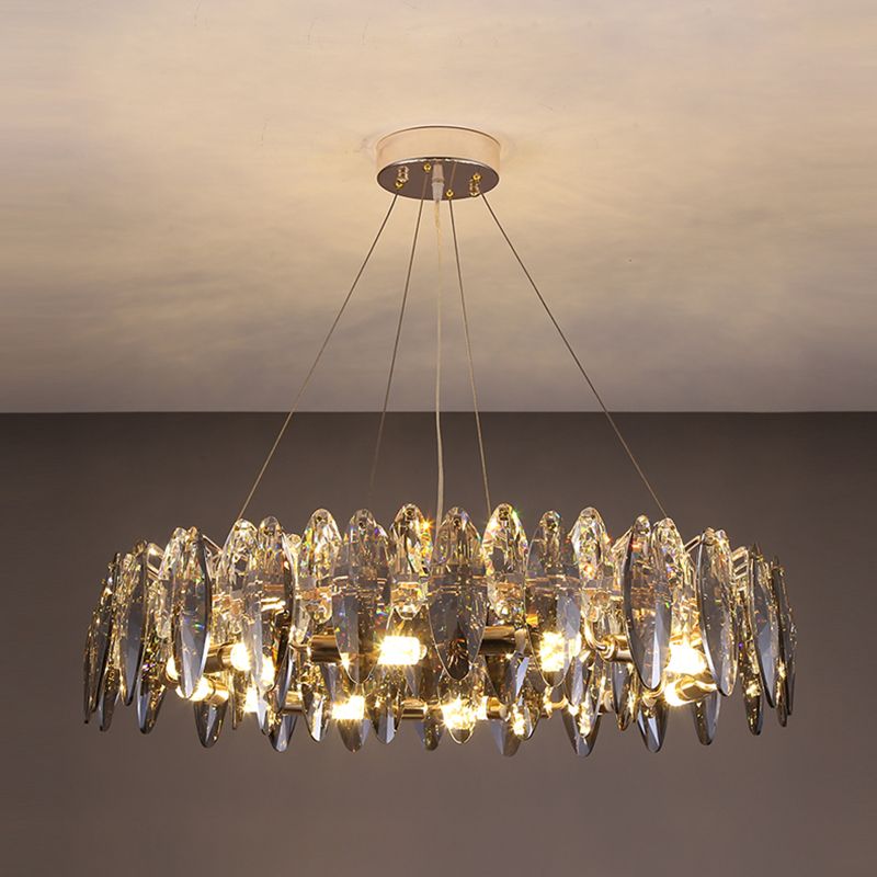 Modern Style Wheel Shape Pendant Chandeliers Crystal Chandelier Lights in Grey