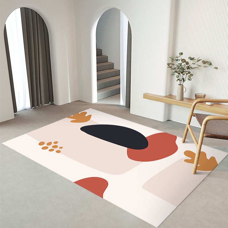 Nordic White Rug Polyester Color Piece Rug Tear Resistant Rug for Living Room